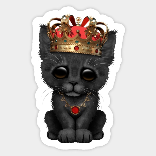 Cute Royal Black Kitten Wearing Crown Sticker by jeffbartels